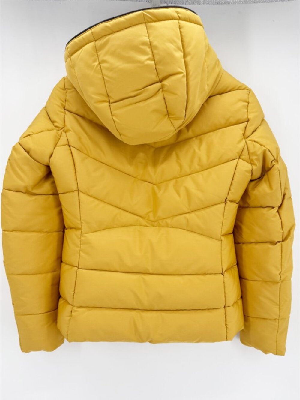 ZARA Down Puffer Padded fur collar anorak Jacket Coat Size: M in Yellow Mustard - Picture 3 of 12